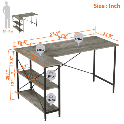 17 Stories Atia LShaped Metal Base Computer Desk & Reviews Wayfair